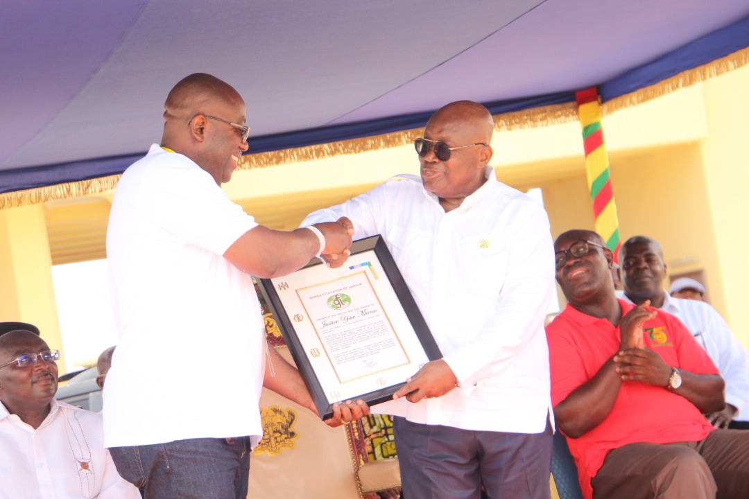 Mr. Adjetey Sowah being presented with the citation by President Nana Addo Danquah Akufo-Addo during the 2022 national May Day celebration Mr. Adjetey Sowah being presented with the citation by President Nana Addo Danquah Akufo-Addo during the 2022 national May Day celebration